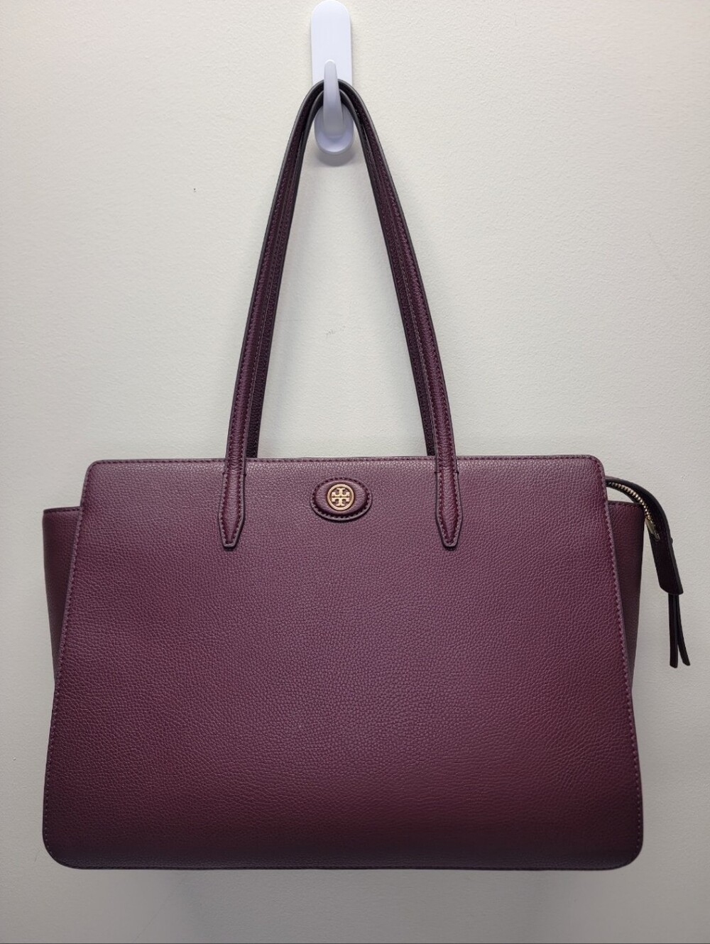 Tory Burch Burgundy Large Saffiano Leather Double-Handle Tote